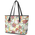 Little Corella Australia Cockatoo Leather Tote Bag Cacatua Sanguinea Banksia Seamless White - Aussie Hoodie