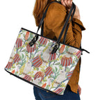 Little Corella Australia Cockatoo Leather Tote Bag Cacatua Sanguinea Banksia Seamless White - Aussie Hoodie