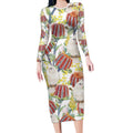 Little Corella Australia Cockatoo Long Sleeve Bodycon Dress Cacatua Sanguinea Banksia Seamless White - Aussie Hoodie