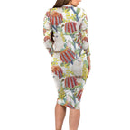 Little Corella Australia Cockatoo Long Sleeve Bodycon Dress Cacatua Sanguinea Banksia Seamless White - Aussie Hoodie