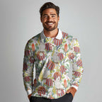 Little Corella Australia Cockatoo Long Sleeve Polo Shirt Cacatua Sanguinea Banksia Seamless White - Aussie Hoodie