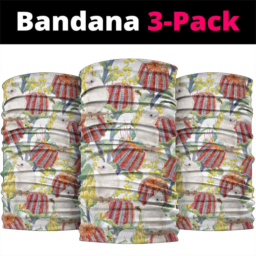 Little Corella Australia Cockatoo Neck Gaiter Cacatua Sanguinea Banksia Seamless White - Aussie Hoodie