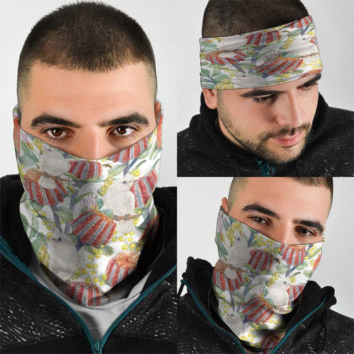 Little Corella Australia Cockatoo Neck Gaiter Cacatua Sanguinea Banksia Seamless White - Aussie Hoodie