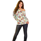 Little Corella Australia Cockatoo Off Shoulder Sweater Cacatua Sanguinea Banksia Seamless White - Aussie Hoodie