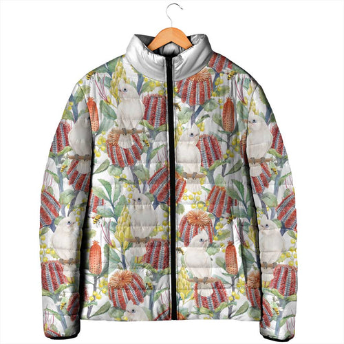 Little Corella Australia Cockatoo Padded Jacket Cacatua Sanguinea Banksia Seamless White - Aussie Hoodie