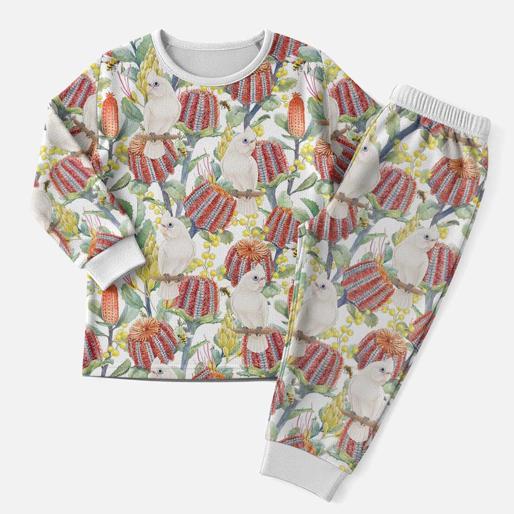 Little Corella Australia Cockatoo Christmas Pajama Set Cacatua Sanguinea Banksia Seamless White - Aussie Hoodie