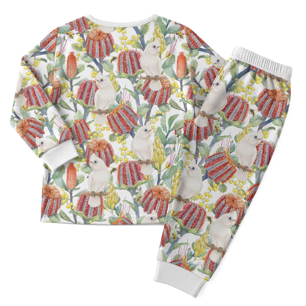 Little Corella Australia Cockatoo Christmas Pajama Set Cacatua Sanguinea Banksia Seamless White - Aussie Hoodie