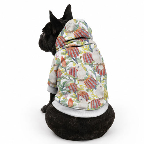 Little Corella Australia Cockatoo Pet Hoodie Cacatua Sanguinea Banksia Seamless White