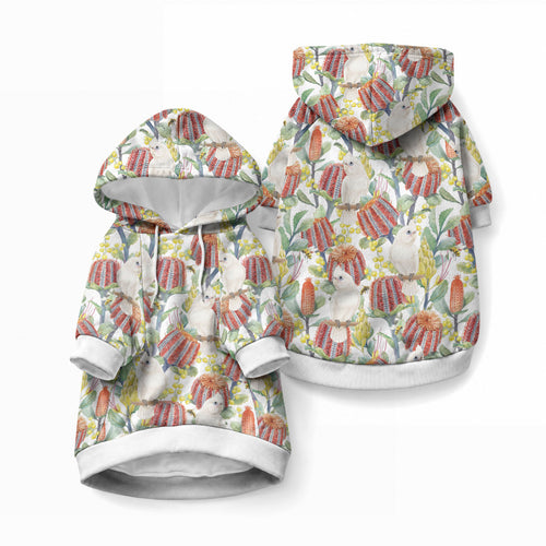 Little Corella Australia Cockatoo Pet Hoodie Cacatua Sanguinea Banksia Seamless White