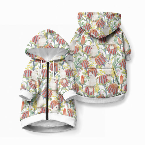 Little Corella Australia Cockatoo Pet Hoodie Cacatua Sanguinea Banksia Seamless White