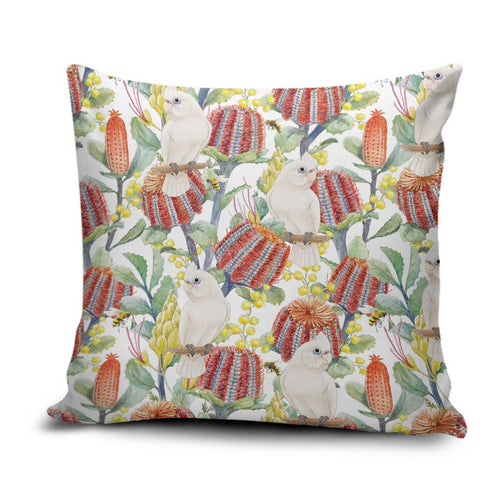 Little Corella Australia Cockatoo Pillow Cover Cacatua Sanguinea Banksia Seamless White - Aussie Hoodie