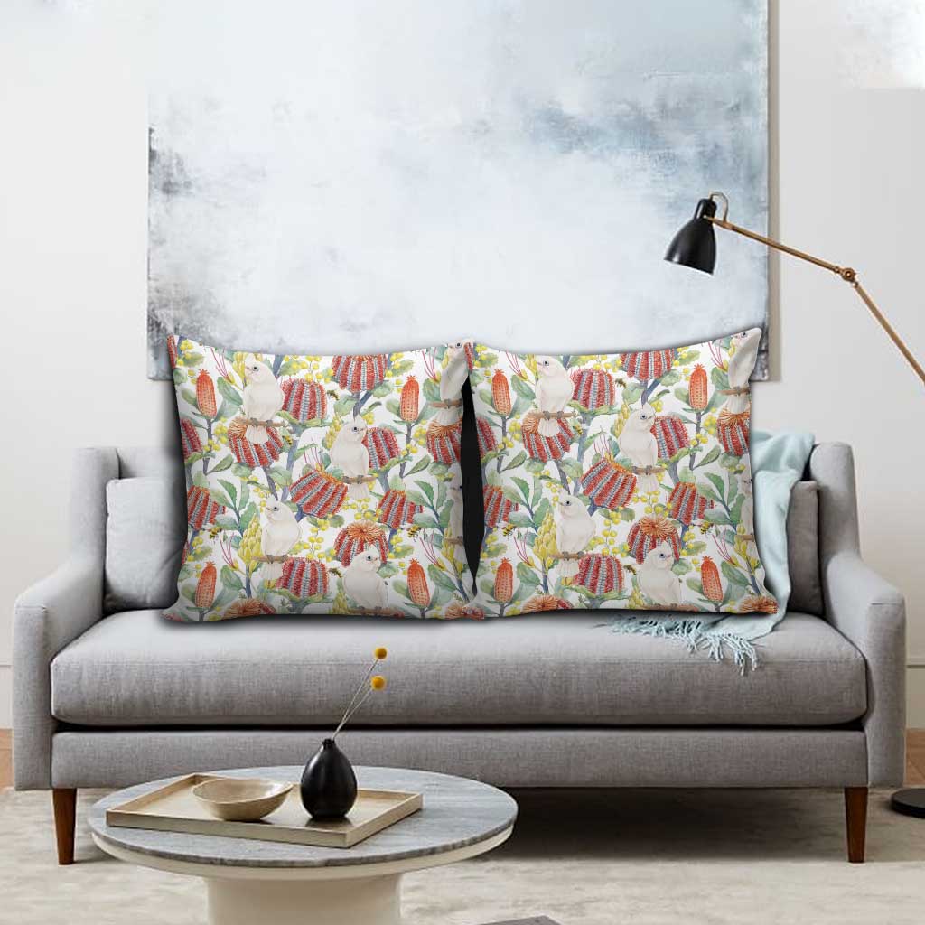 Little Corella Australia Cockatoo Pillow Cover Cacatua Sanguinea Banksia Seamless White - Aussie Hoodie