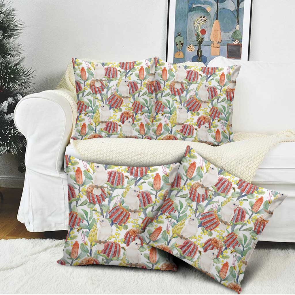 Little Corella Australia Cockatoo Pillow Cover Cacatua Sanguinea Banksia Seamless White - Aussie Hoodie