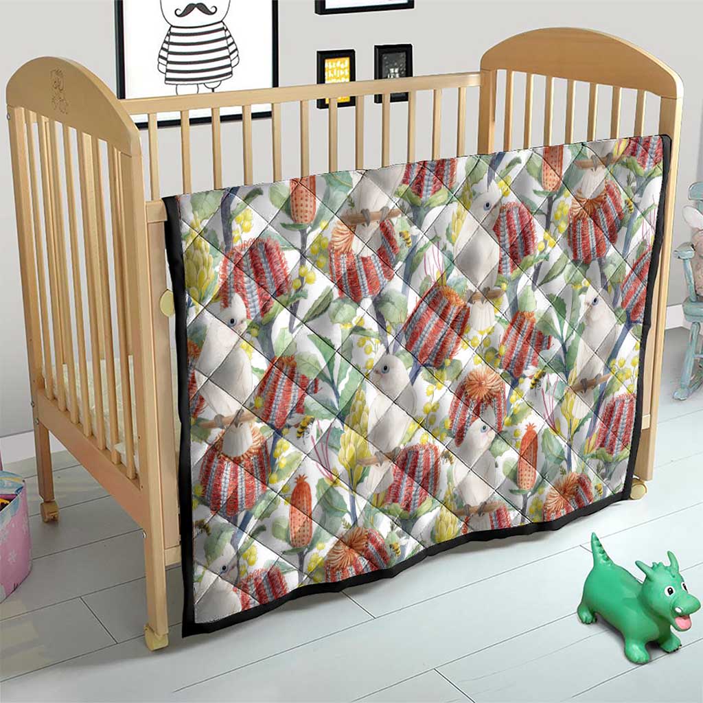 Little Corella Australia Cockatoo Quilt Cacatua Sanguinea Banksia Seamless White - Aussie Hoodie