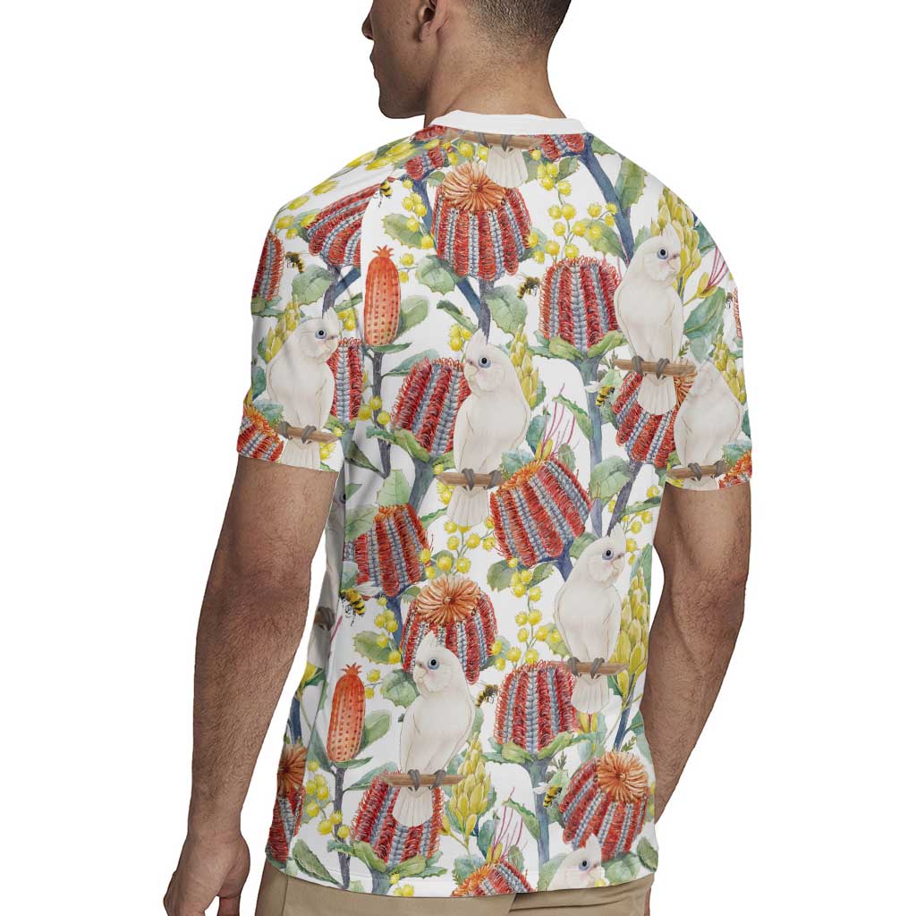 Little Corella Australia Cockatoo Rugby Jersey Cacatua Sanguinea Banksia Seamless White - Aussie Hoodie