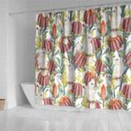 Little Corella Australia Cockatoo Shower Curtain Cacatua Sanguinea Banksia Seamless White - Aussie Hoodie