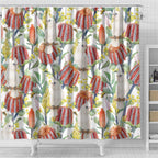 Little Corella Australia Cockatoo Shower Curtain Cacatua Sanguinea Banksia Seamless White - Aussie Hoodie
