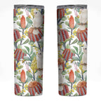 Little Corella Australia Cockatoo Skinny Tumbler Cacatua Sanguinea Banksia Seamless White - Aussie Hoodie