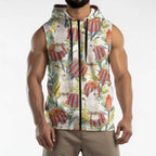Little Corella Australia Cockatoo Sleeveless Zip Hoodie Cacatua Sanguinea Banksia Seamless White LT14