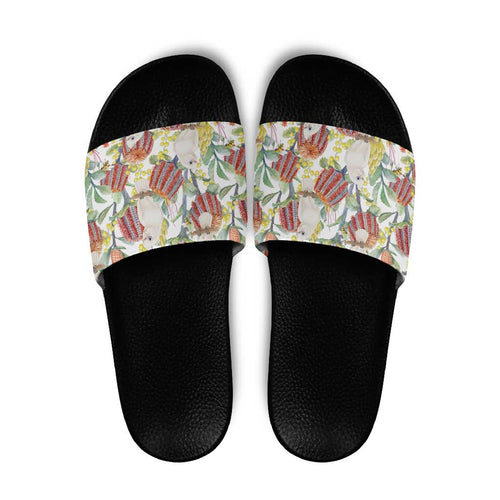 Little Corella Australia Cockatoo Slide Sandals Cacatua Sanguinea Banksia Seamless White - Aussie Hoodie