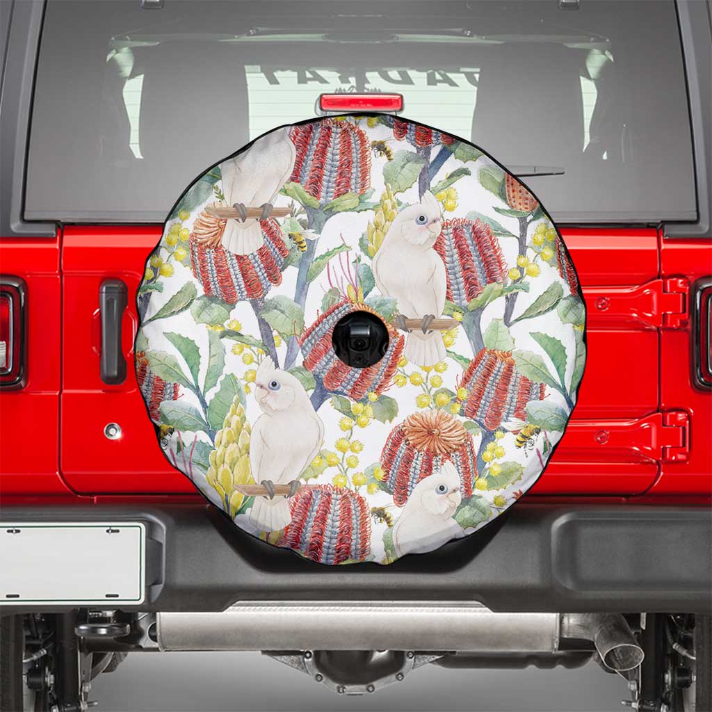 Little Corella Australia Cockatoo Spare Tire Cover Cacatua Sanguinea Banksia Seamless White - Aussie Hoodie