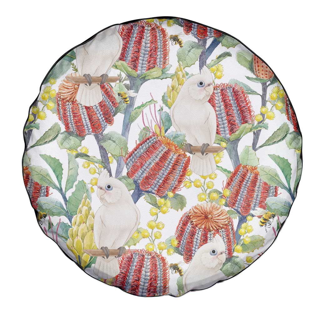 Little Corella Australia Cockatoo Spare Tire Cover Cacatua Sanguinea Banksia Seamless White - Aussie Hoodie