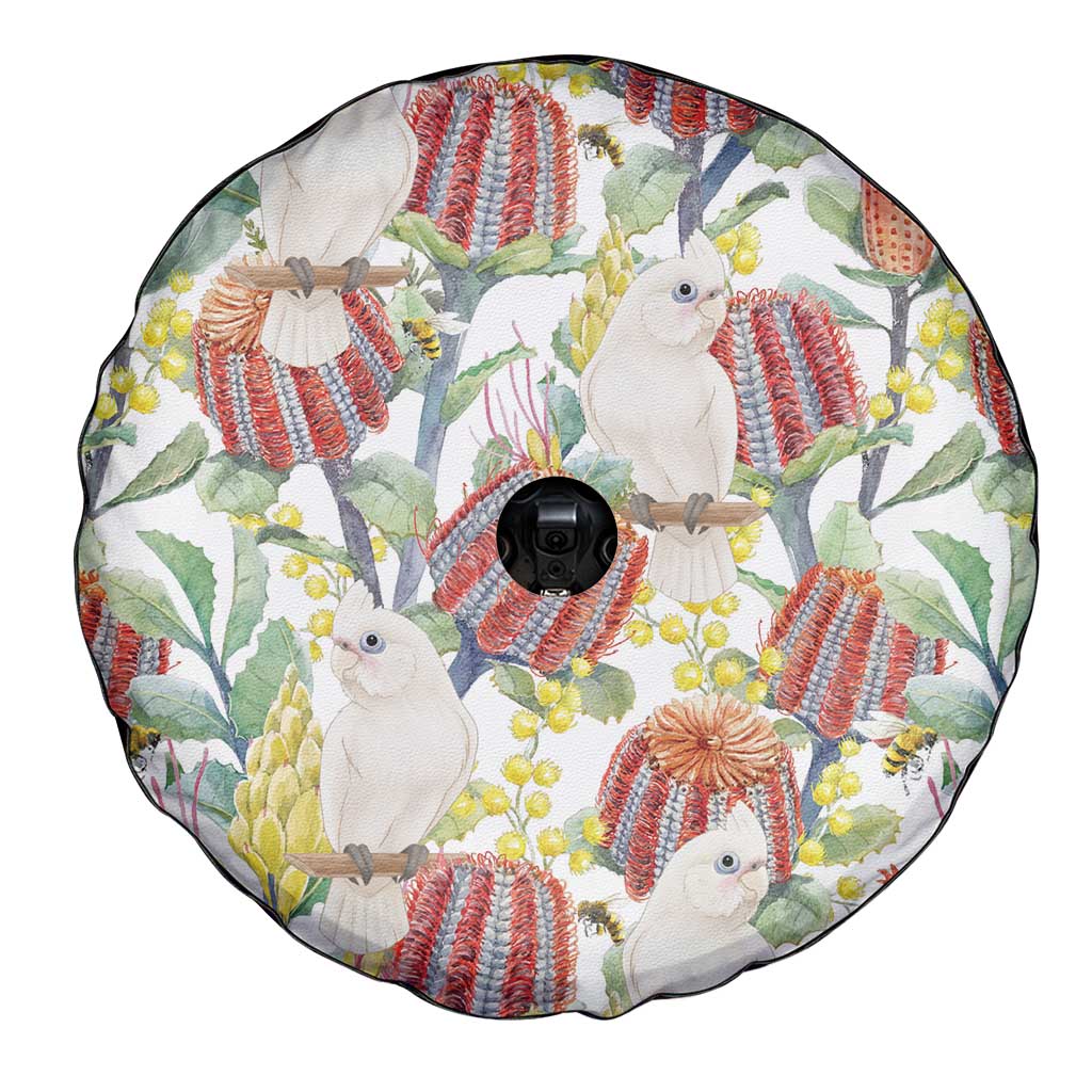 Little Corella Australia Cockatoo Spare Tire Cover Cacatua Sanguinea Banksia Seamless White - Aussie Hoodie
