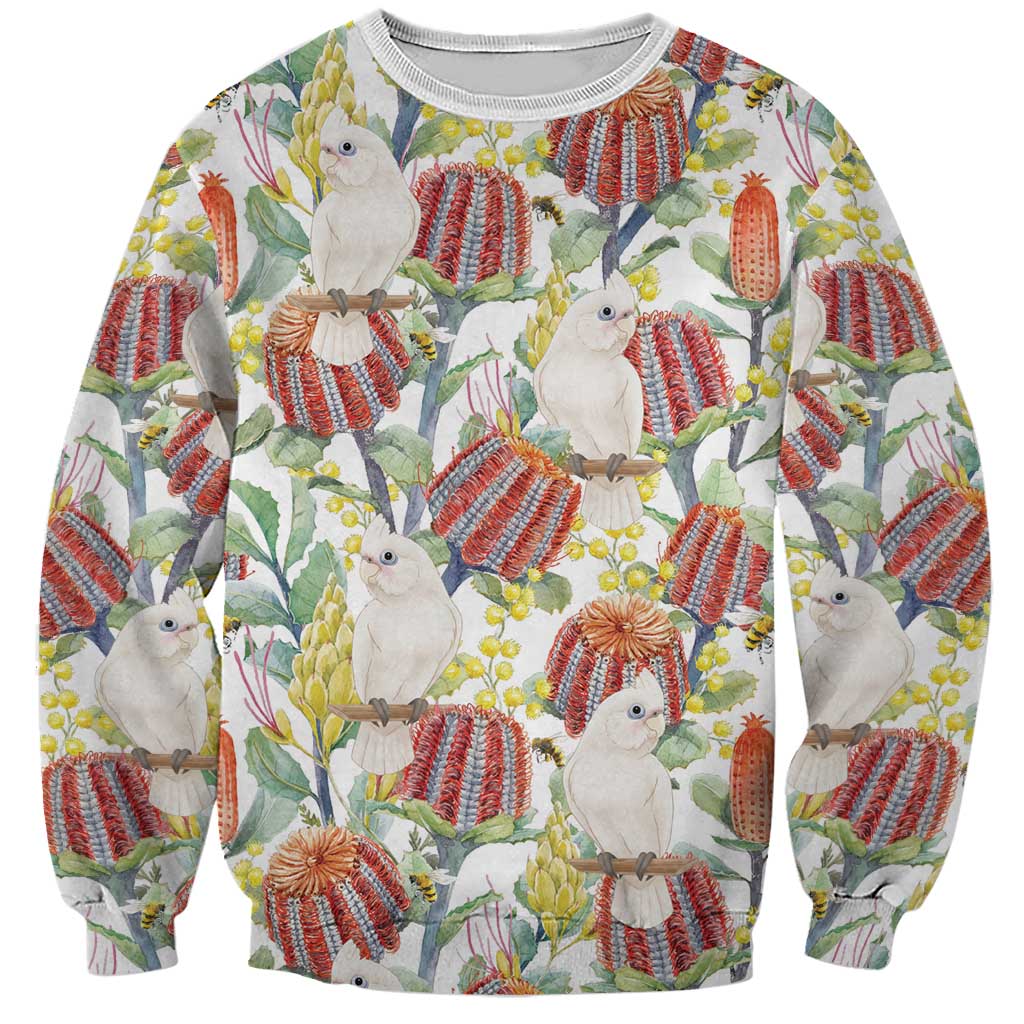 Little Corella Australia Cockatoo Sweatshirt Cacatua Sanguinea Banksia Seamless White - Aussie Hoodie