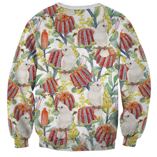 Little Corella Australia Cockatoo Sweatshirt Cacatua Sanguinea Banksia Seamless White - Aussie Hoodie
