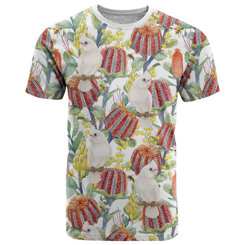 Little Corella Australia Cockatoo T Shirt Cacatua Sanguinea Banksia Seamless White - Aussie Hoodie