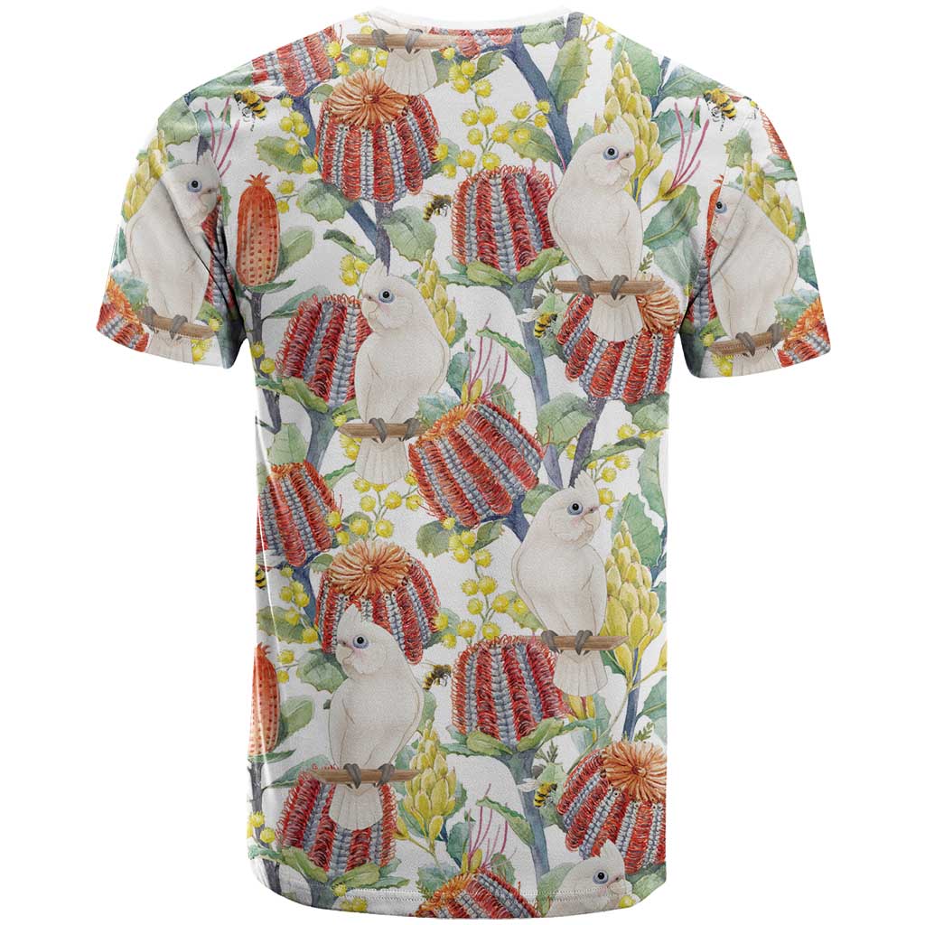 Little Corella Australia Cockatoo T Shirt Cacatua Sanguinea Banksia Seamless White - Aussie Hoodie