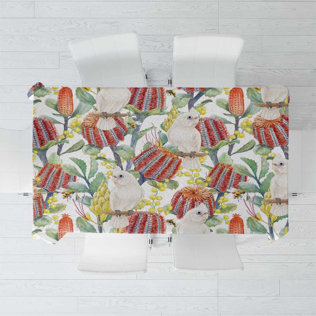 Little Corella Australia Cockatoo Tablecloth Cacatua Sanguinea Banksia Seamless White - Aussie Hoodie