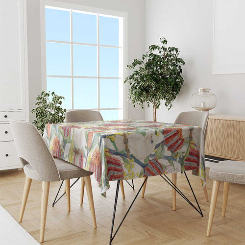 Little Corella Australia Cockatoo Tablecloth Cacatua Sanguinea Banksia Seamless White - Aussie Hoodie