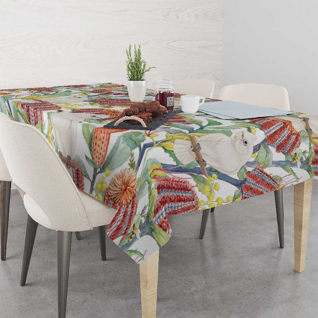 Little Corella Australia Cockatoo Tablecloth Cacatua Sanguinea Banksia Seamless White - Aussie Hoodie