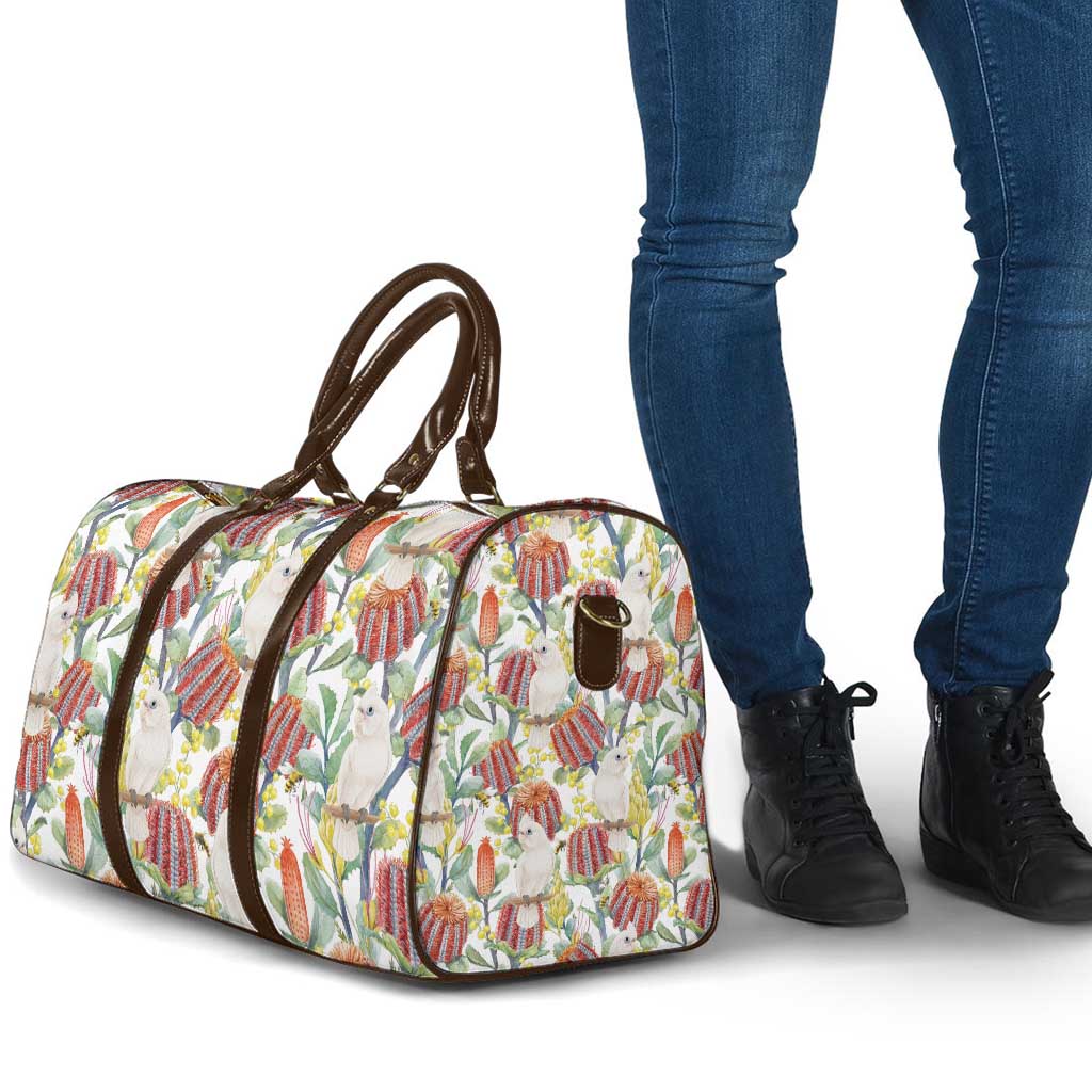 Little Corella Australia Cockatoo Travel Bag Cacatua Sanguinea Banksia Seamless White - Aussie Hoodie