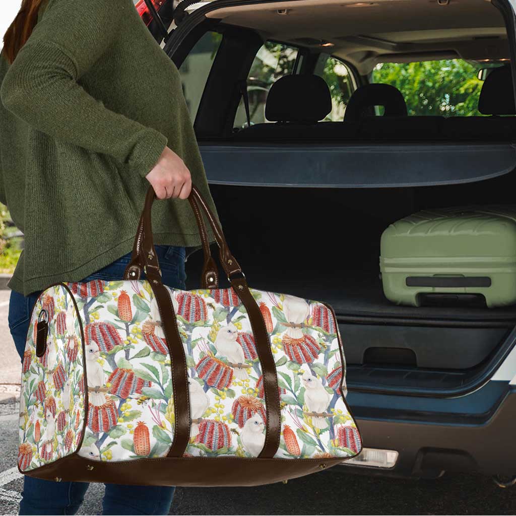 Little Corella Australia Cockatoo Travel Bag Cacatua Sanguinea Banksia Seamless White - Aussie Hoodie
