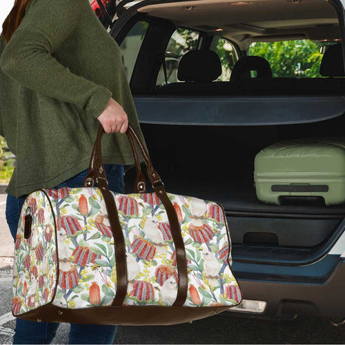 Little Corella Australia Cockatoo Travel Bag Cacatua Sanguinea Banksia Seamless White - Aussie Hoodie