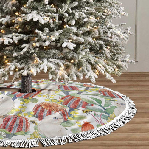 Little Corella Australia Cockatoo Tree Skirt Cacatua Sanguinea Banksia Seamless White - Aussie Hoodie