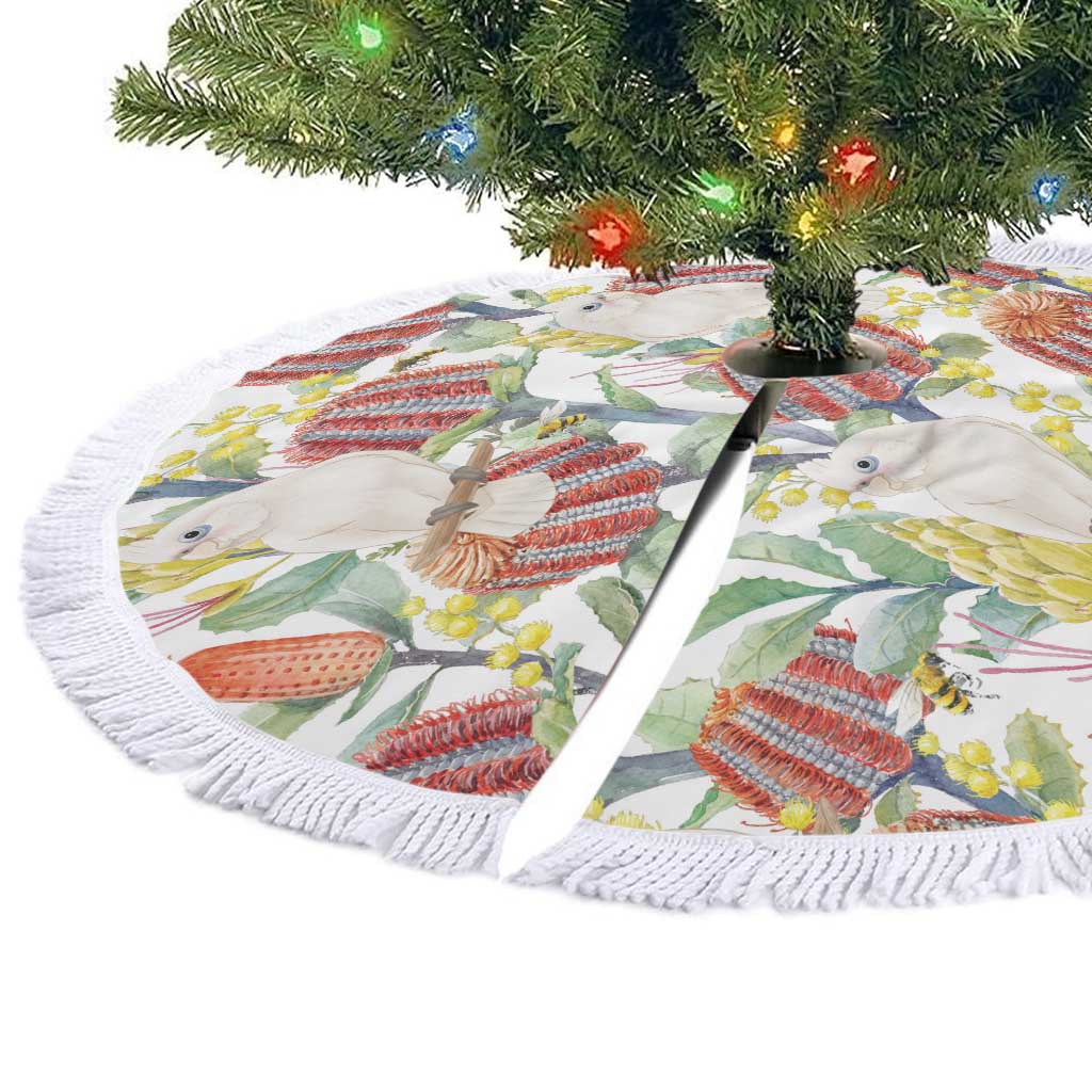Little Corella Australia Cockatoo Tree Skirt Cacatua Sanguinea Banksia Seamless White - Aussie Hoodie
