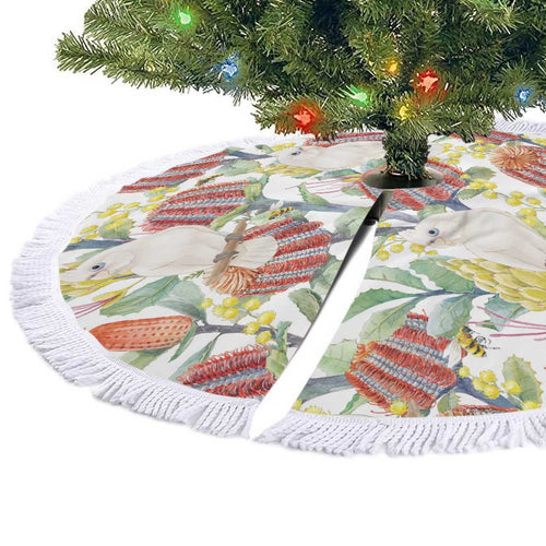Little Corella Australia Cockatoo Tree Skirt Cacatua Sanguinea Banksia Seamless White - Aussie Hoodie
