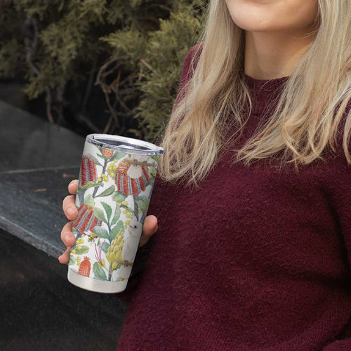 Little Corella Australia Cockatoo Tumbler Cup Cacatua Sanguinea Banksia Seamless White - Aussie Hoodie