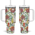 Little Corella Australia Cockatoo Tumbler With Handle Cacatua Sanguinea Banksia Seamless White - Aussie Hoodie