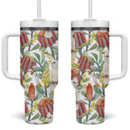 Little Corella Australia Cockatoo Tumbler With Handle Cacatua Sanguinea Banksia Seamless White - Aussie Hoodie