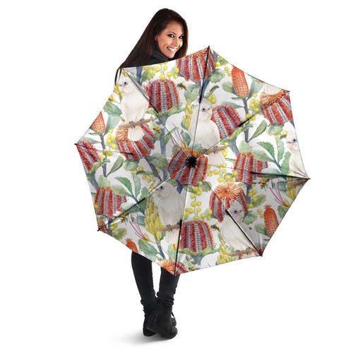Little Corella Australia Cockatoo Umbrella Cacatua Sanguinea Banksia Seamless White - Aussie Hoodie