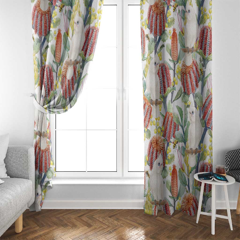 Little Corella Australia Cockatoo Window Curtain Cacatua Sanguinea Banksia Seamless White - Aussie Hoodie