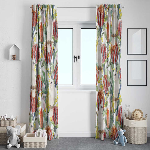 Little Corella Australia Cockatoo Window Curtain Cacatua Sanguinea Banksia Seamless White - Aussie Hoodie