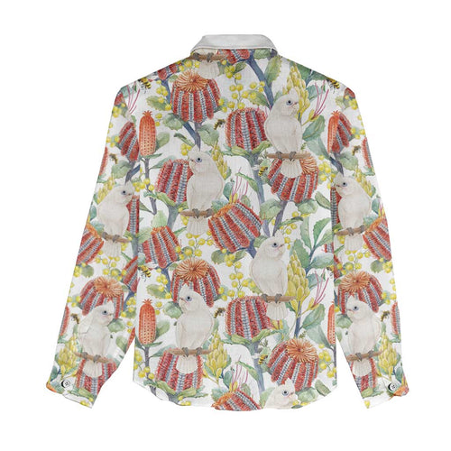 Little Corella Australia Cockatoo Women Casual Shirt Cacatua Sanguinea Banksia Seamless White - Aussie Hoodie