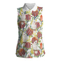 Little Corella Australia Cockatoo Women Sleeveless Polo Shirt Cacatua Sanguinea Banksia Seamless White - Aussie Hoodie