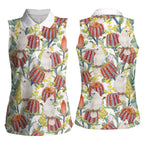 Little Corella Australia Cockatoo Women Sleeveless Polo Shirt Cacatua Sanguinea Banksia Seamless White - Aussie Hoodie