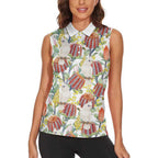 Little Corella Australia Cockatoo Women Sleeveless Polo Shirt Cacatua Sanguinea Banksia Seamless White - Aussie Hoodie